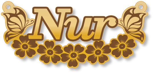 Nur · تصميم خط عربي ومجوهرات ليزر · مسار مغلق للفايبر ليزر · Gold Name - اسمك ذهب