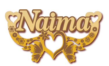 Naima · تصميم خط عربي ومجوهرات ليزر · مسار مغلق للفايبر ليزر · Gold Name - اسمك ذهب