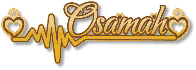 Osamah اسامة · تصميم خط عربي ومجوهرات ليزر · مسار مغلق للفايبر ليزر · Gold Name - اسمك ذهب