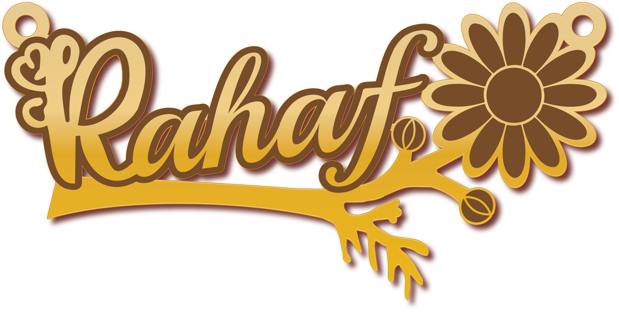 رهفRahaf · Arabic Calligraphy Laser Jewelry CAD · Closed Vector Path for Fiber Laser · Gold Name
