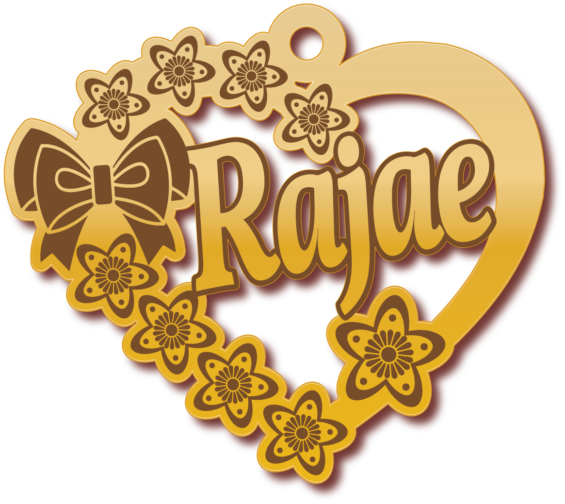 Rajae · تصميم خط عربي ومجوهرات ليزر · مسار مغلق للفايبر ليزر · Gold Name - اسمك ذهب