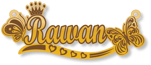 Rawan · تصميم خط عربي ومجوهرات ليزر · مسار مغلق للفايبر ليزر · Gold Name - اسمك ذهب