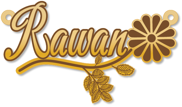 Rawan · تصميم خط عربي ومجوهرات ليزر · مسار مغلق للفايبر ليزر · Gold Name - اسمك ذهب