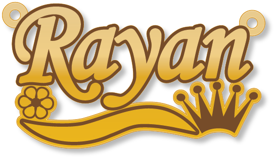 Rayan · تصميم خط عربي ومجوهرات ليزر · مسار مغلق للفايبر ليزر · Gold Name - اسمك ذهب