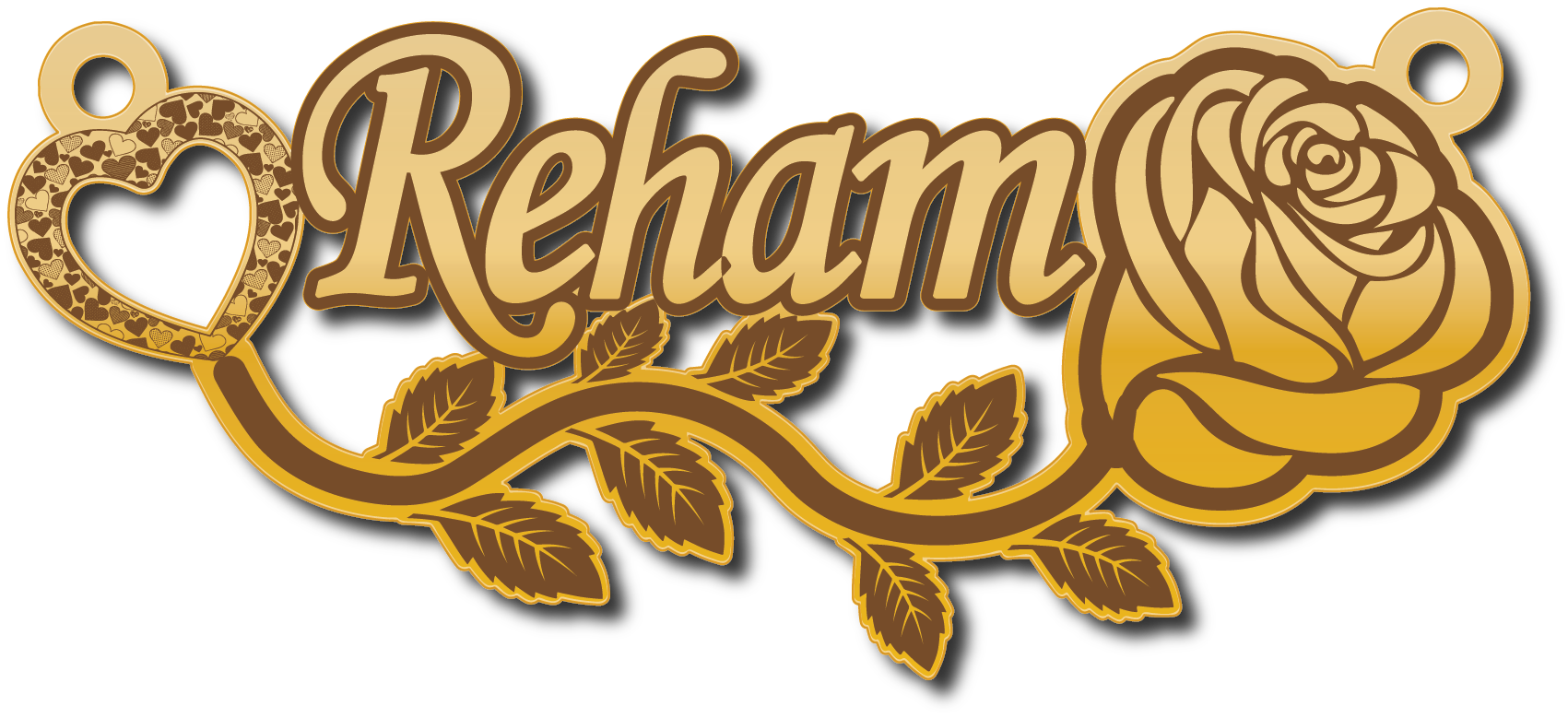 Reham · تصميم خط عربي ومجوهرات ليزر · مسار مغلق للفايبر ليزر · Gold Name - اسمك ذهب