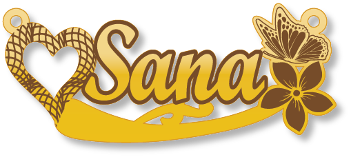 Sana سناء · Arabic Calligraphy Laser Jewelry CAD · Closed Vector Path for Fiber Laser · Gold Name