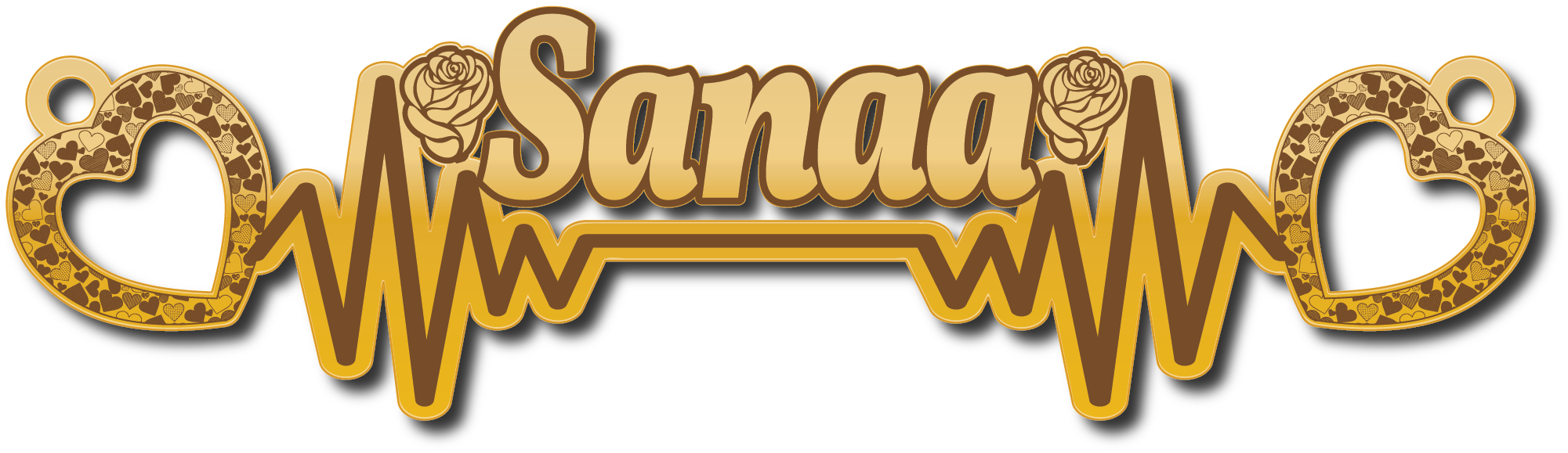 Sanaa · Arabic Calligraphy Laser Jewelry CAD · Closed Vector Path for Fiber Laser · Gold Name