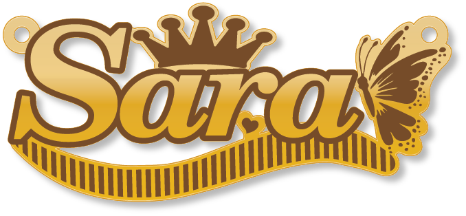 Sara · تصميم خط عربي ومجوهرات ليزر · مسار مغلق للفايبر ليزر · Gold Name - اسمك ذهب