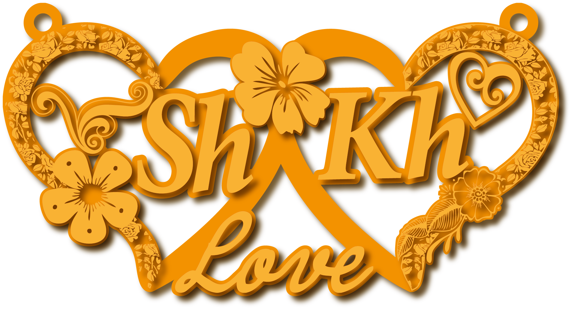 Sh Kh · Arabic Calligraphy Laser Jewelry CAD · Closed Vector Path for Fiber Laser · Gold Name