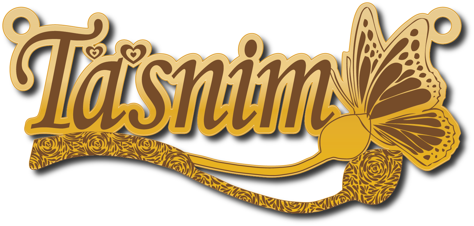 Tasnim · تصميم خط عربي ومجوهرات ليزر · مسار مغلق للفايبر ليزر · Gold Name - اسمك ذهب