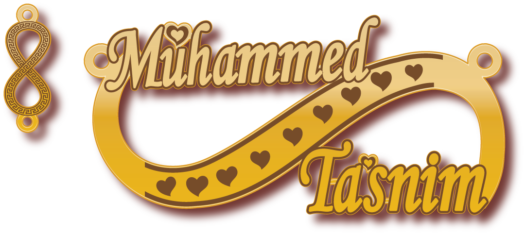 Muhamed Tasnim · Arabic Calligraphy Laser Jewelry CAD · Closed Vector Path for Fiber Laser · Gold Name