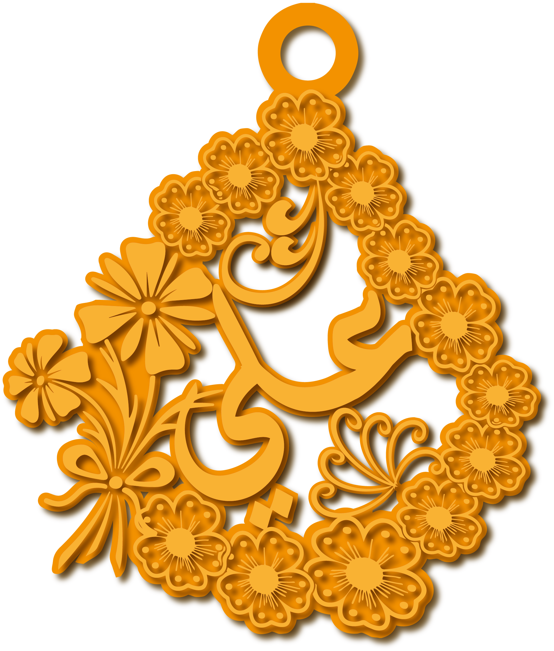 علي في قطره مزخرفه زهور · تصميم خط عربي ومجوهرات ليزر · مسار مغلق للفايبر ليزر · Gold Name - اسمك ذهب