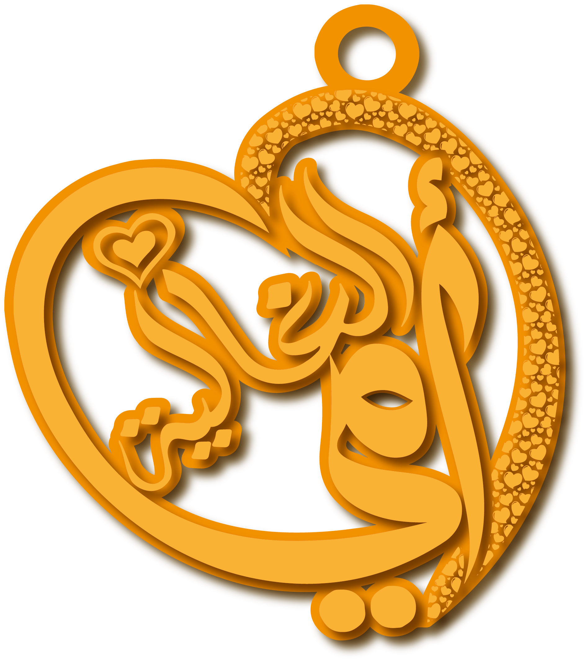 أمي الغاليه في قلب · تصميم خط عربي ومجوهرات ليزر · مسار مغلق للفايبر ليزر · Gold Name - اسمك ذهب