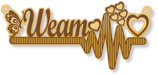 Wean وئام · تصميم خط عربي ومجوهرات ليزر · مسار مغلق للفايبر ليزر · Gold Name - اسمك ذهب