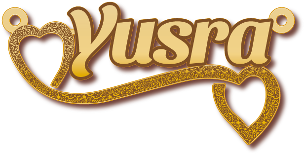 yusra · تصميم خط عربي ومجوهرات ليزر · مسار مغلق للفايبر ليزر · Gold Name - اسمك ذهب