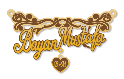 Bayan Mustafa · Arabic Calligraphy Laser Jewelry CAD · Closed Vector Path for Fiber Laser · Gold Name