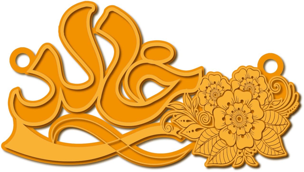 خالد مع ورود · تصميم خط عربي ومجوهرات ليزر · مسار مغلق للفايبر ليزر · Gold Name - اسمك ذهب