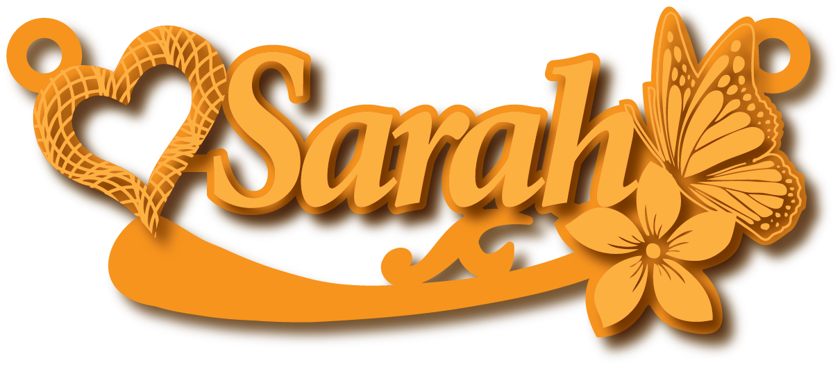 Sarah · Arabic Calligraphy Laser Jewelry CAD · Closed Vector Path for Fiber Laser · Gold Name